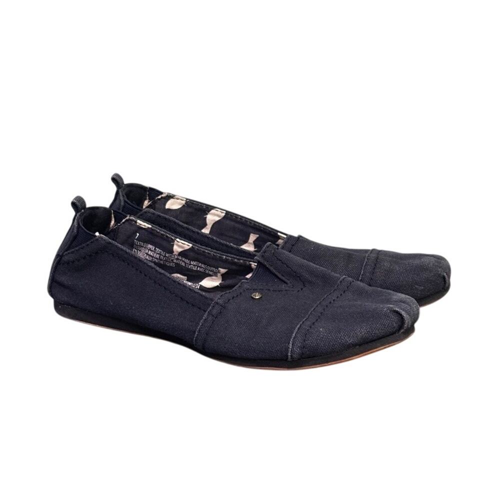 Mad Love Lynn Navy Blue Canvas Slip On Loafers Flats Bird Lining Women's Sz 7